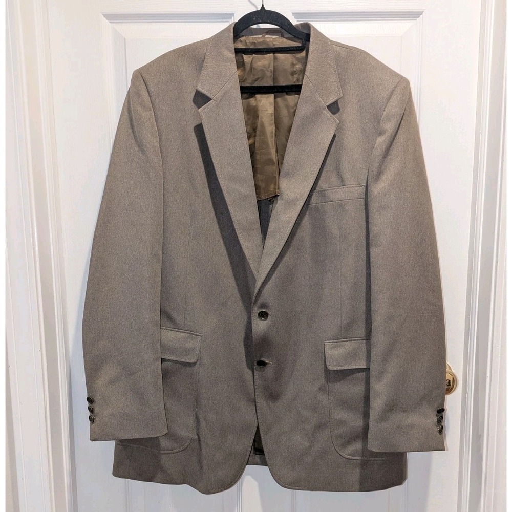 Quiet Luxury Taupe Sport Coat‎ Blazer Brown Beige JCPenney 46L Business Classic